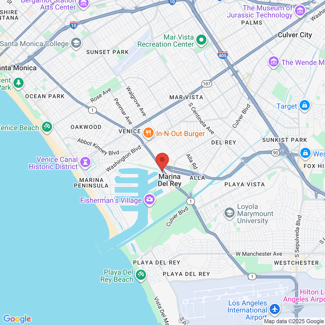 Google map image of our location in 4560 Admiralty Way Marina Del Rey, CA